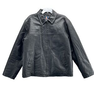 Burnside 100% Leather Jacket Men's Large Moto Biker Work Y2K 90's Classic Grunge